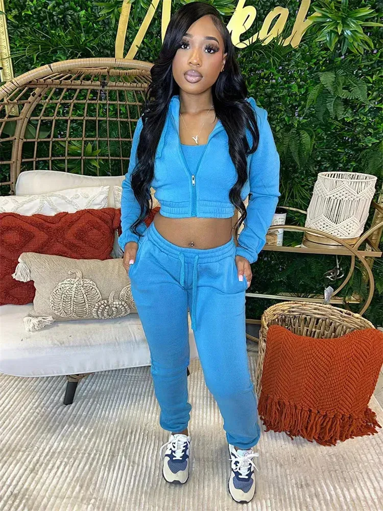 Blue Fleece Tracksuit Set Blue Fleece Tracksuit Set β Baddie Winter Outfits