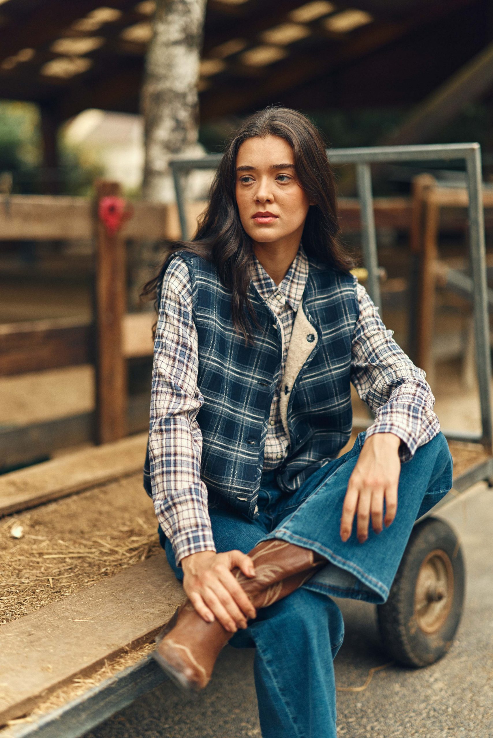 Layered Plaid Shirt and Vest with Wide-Leg Jeans Layered Plaid Shirt and Vest with Wide-Leg Jeans β Western Winter Outfits