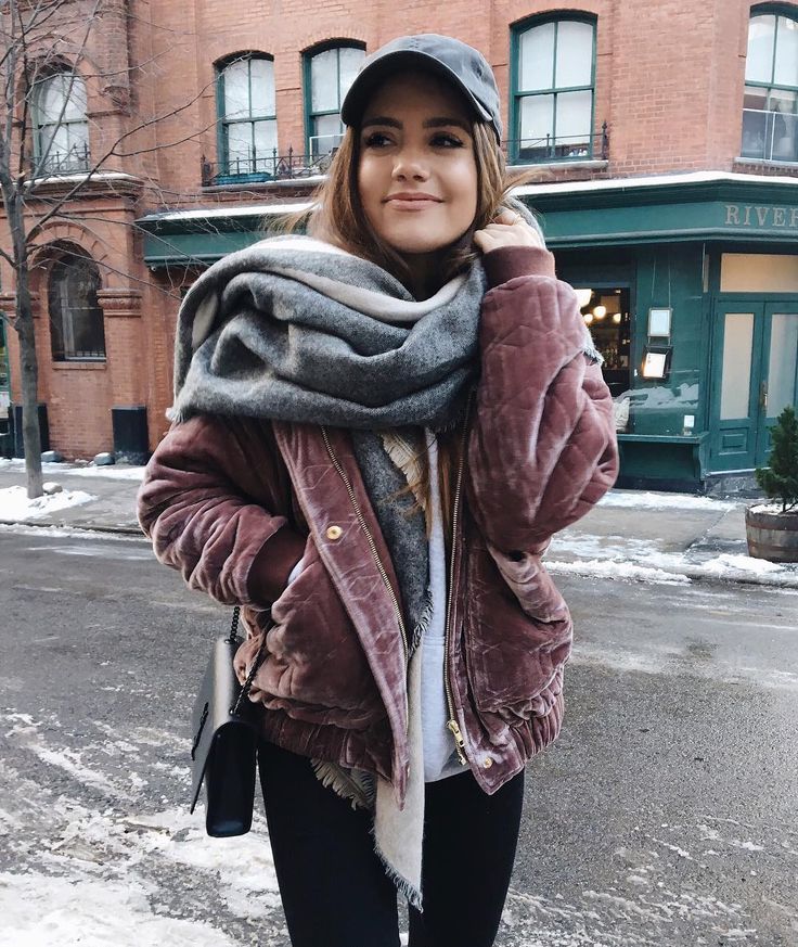 Velvet Bomber and Scarf: Cozy Winter Casual — Winter Layering Outfits