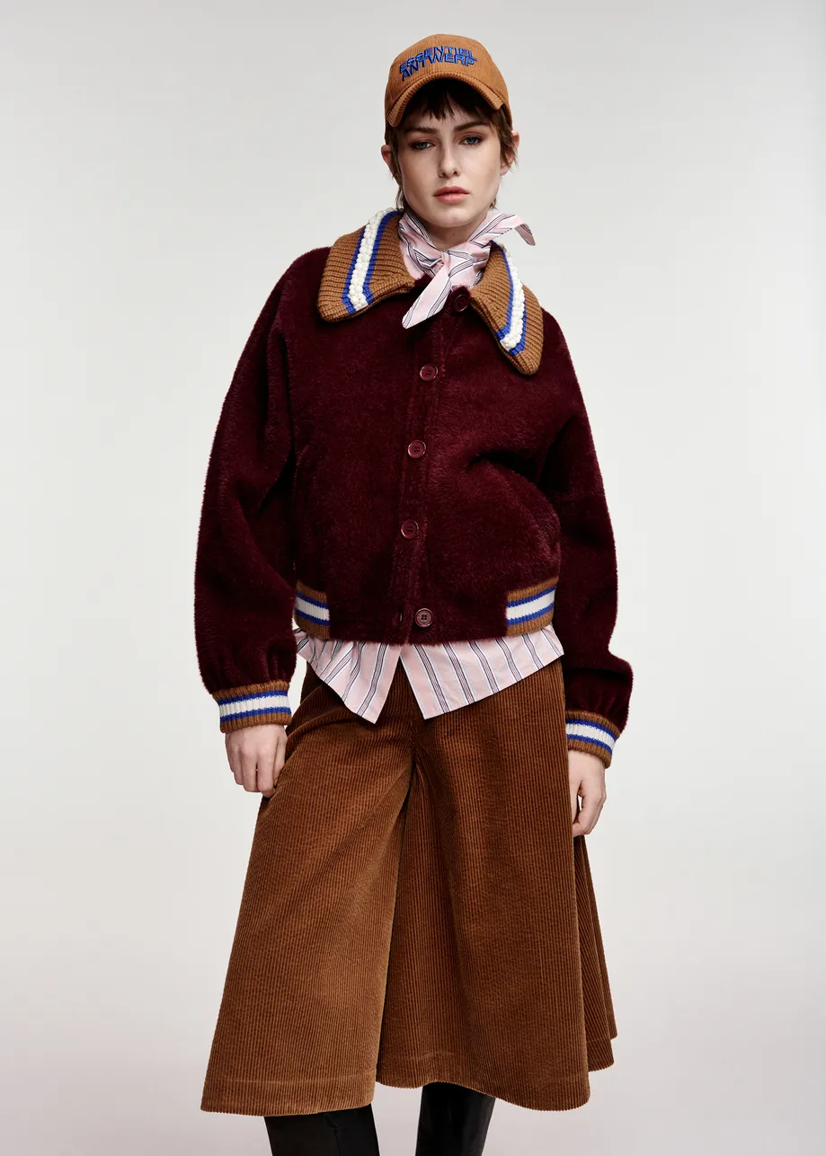 Fuzzy Bomber Jacket with Corduroy Culottes — Winter Capsule Wardrobe