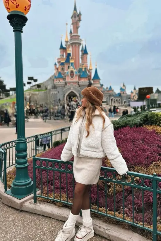 White Chunky Sneakers With Chain Detail Outfit Idea — Disney Winter Outfits