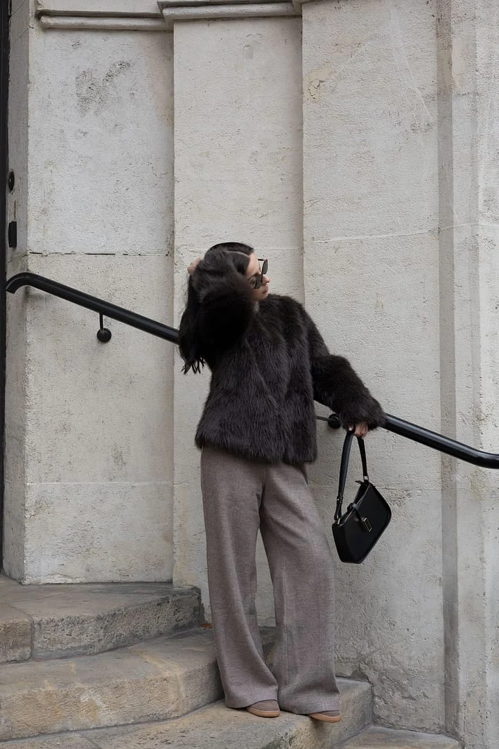 Outfit Idea — Paired With Wide-Leg Beige Trousers — Italy Winter Outfits