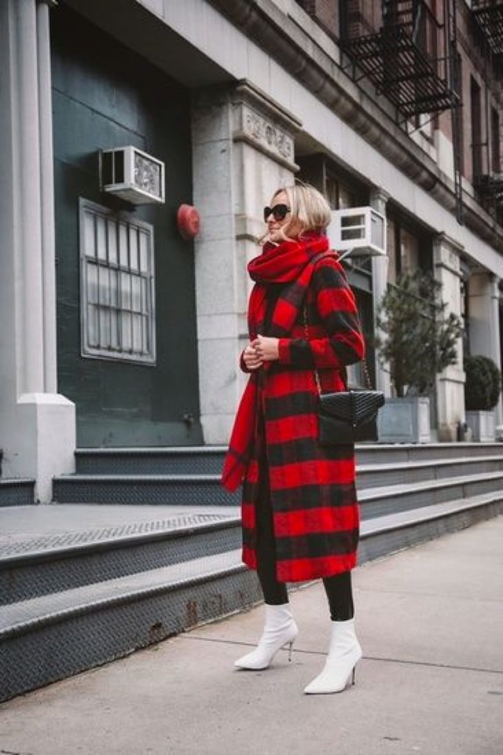 Plaid Long Coat with Matching Scarf Plaid Long Coat with Matching Scarf β Long Coat Outfits