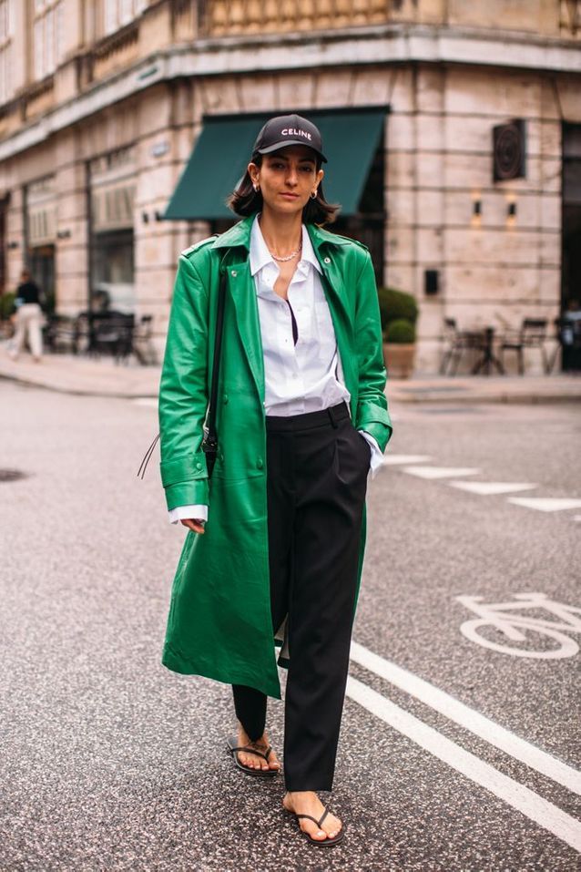 Green Leather Trench Coat with Casual Base Green Leather Trench Coat with Casual Base β Long Coat Outfits
