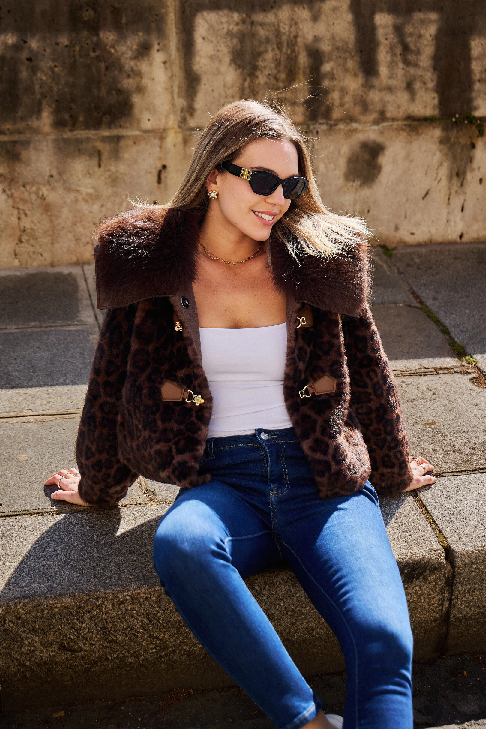 Leopard Print Faux Fur Jacket with Denim and Bandeau Leopard Print Faux Fur Jacket with Denim and Bandeau โ Faux Fur Coat Outfits
