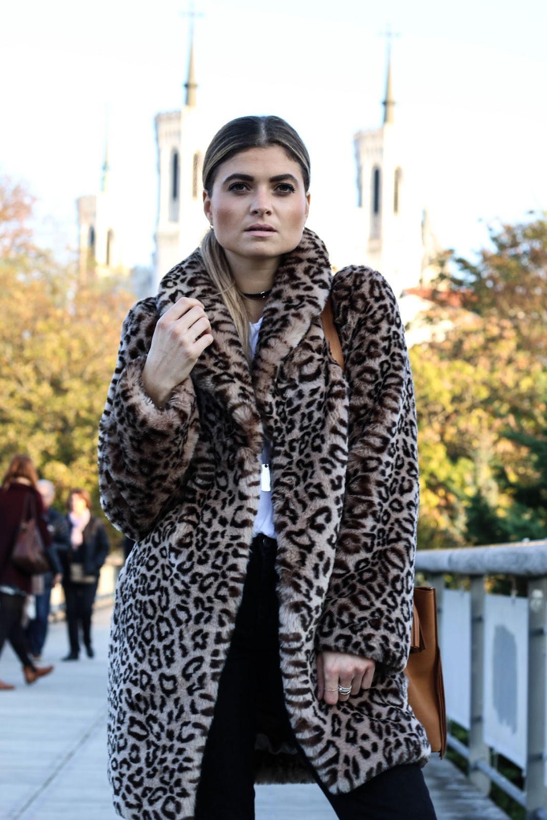 Oversized Leopard Coat with Satin Skirt — Leopard Coat Outfits