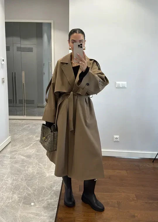 Belted Beige Trench Car Coat for Chic Casual Belted Beige Trench Car Coat for Chic Casual โ Car Coat Outfits