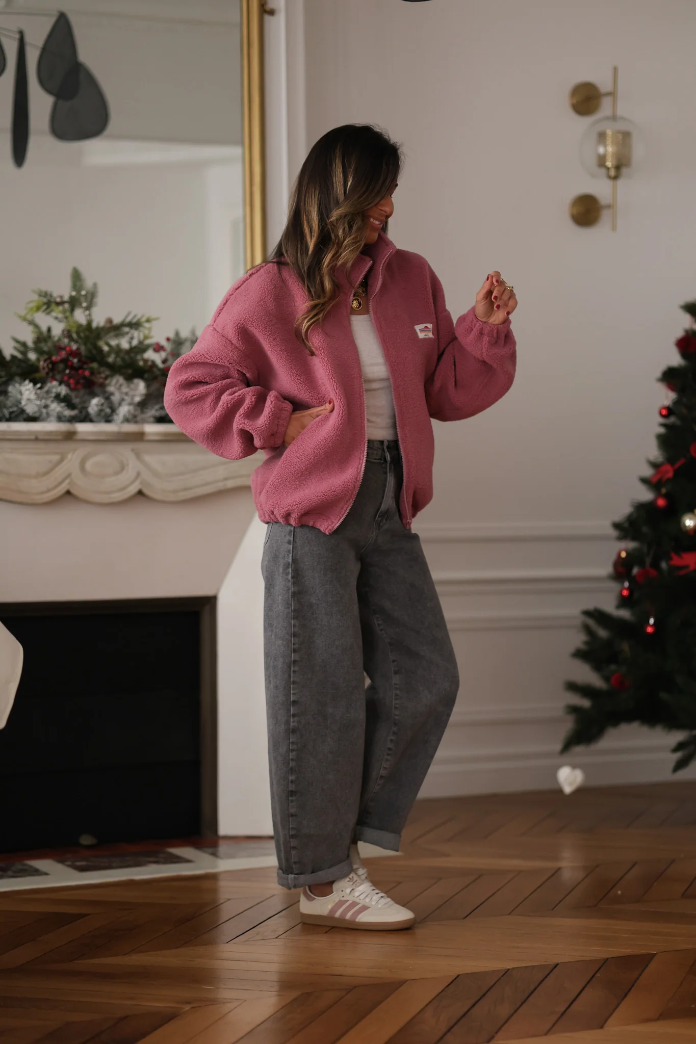 Casual Festive Outfit Idea Casual Festive Outfit Idea โ Fleece Jacket Outfits