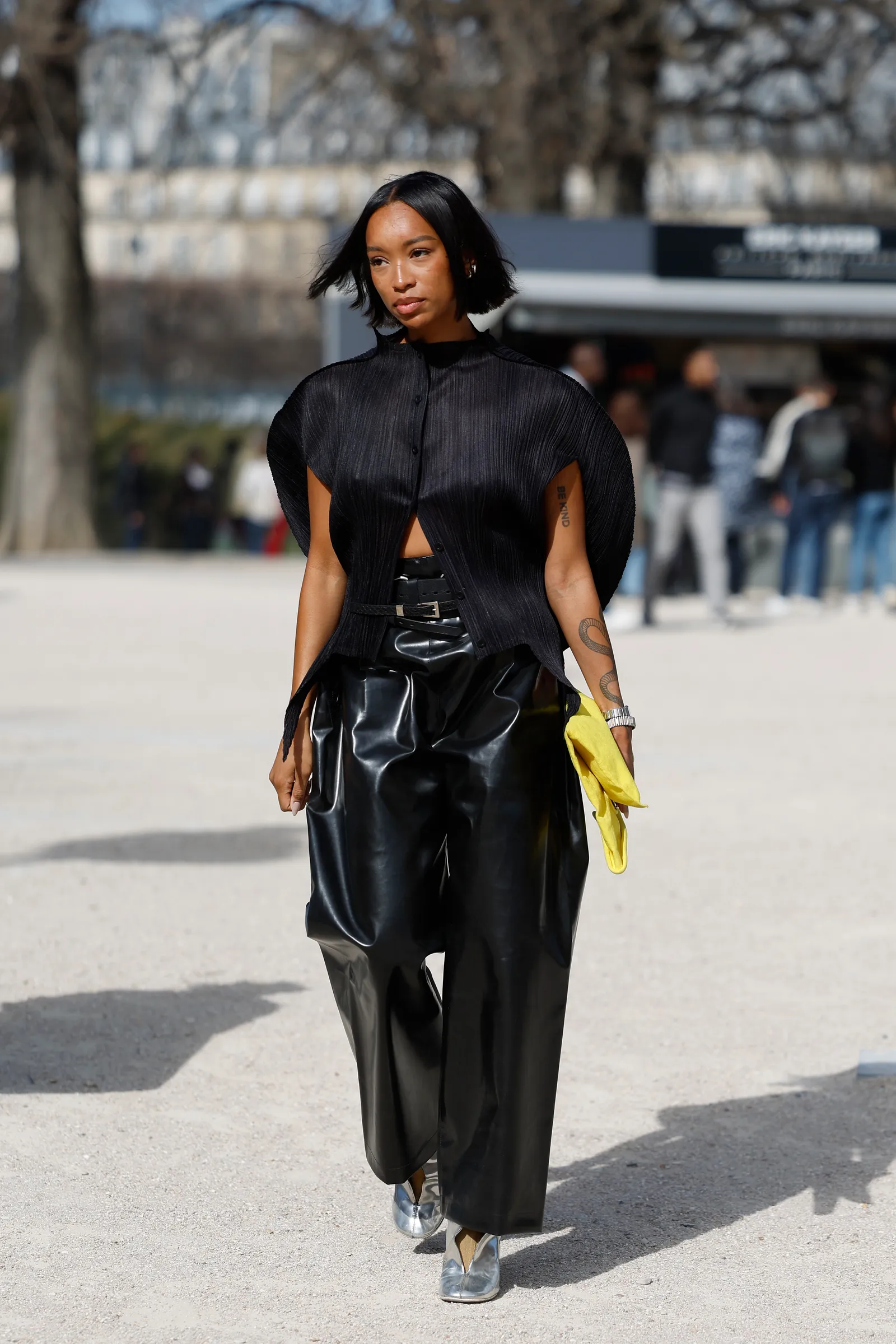Sleek Evening Style with Belted Black Leather Pants — Leather Pants Outfits
