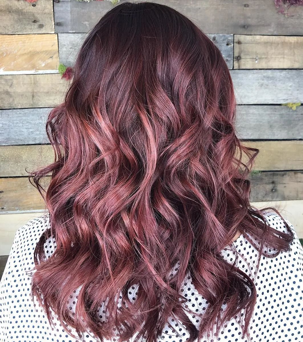 Burgundy Balayage With Pinkish-Red Burgundy Balayage With Pinkish-Red β Burgundy Hair Color