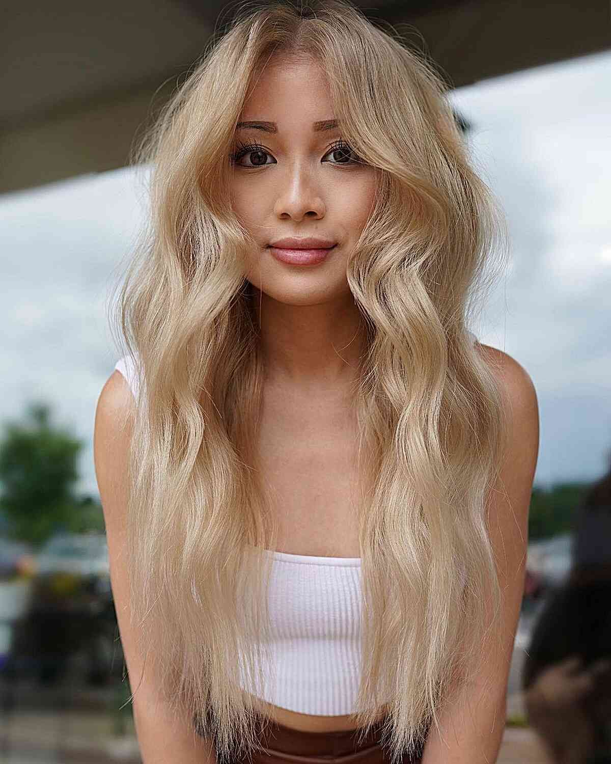 Ash Blonde Layers With Curtain Bangs Ash Blonde Layers With Curtain Bangs β Long Winter Haircuts