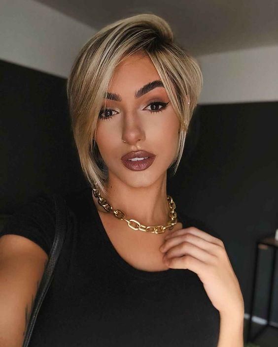 Ear Ash Blonde Pixie Bob with Sleek Side Bangs — Winter Hairstyles for Short Hair