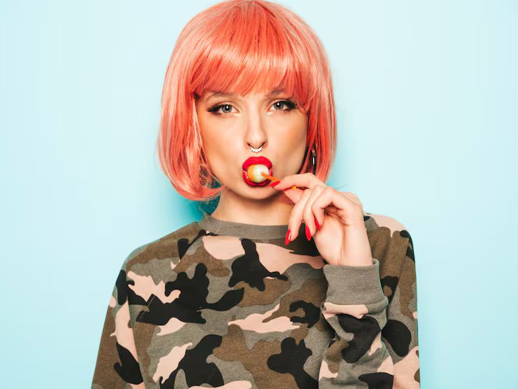 Coral Bob With Blunt Bangs Coral Bob With Blunt Bangs β Winter Hairstyles with Bangs