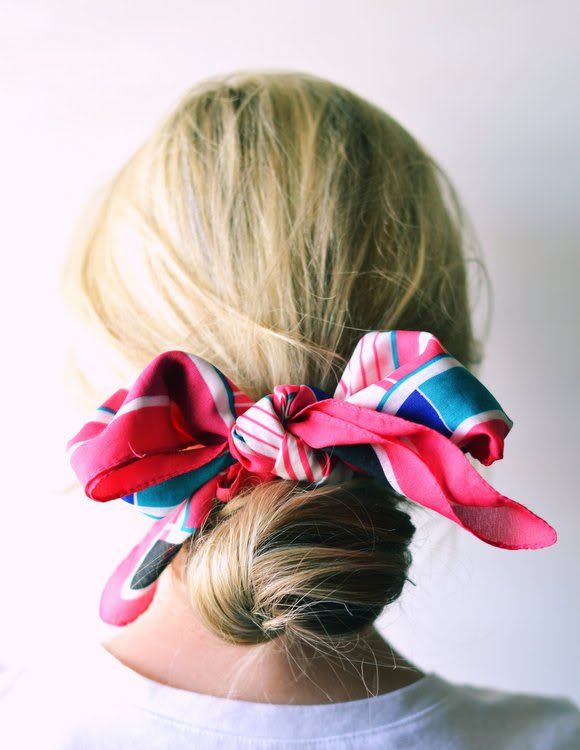 Blonde Low Bun With Scarf Blonde Low Bun With Scarf β Winter Updos