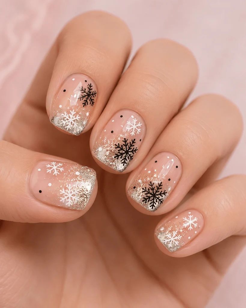 Gold Glitter French Tip Nails Gold Glitter French Tip Nails β Short Christmas Nails 2026