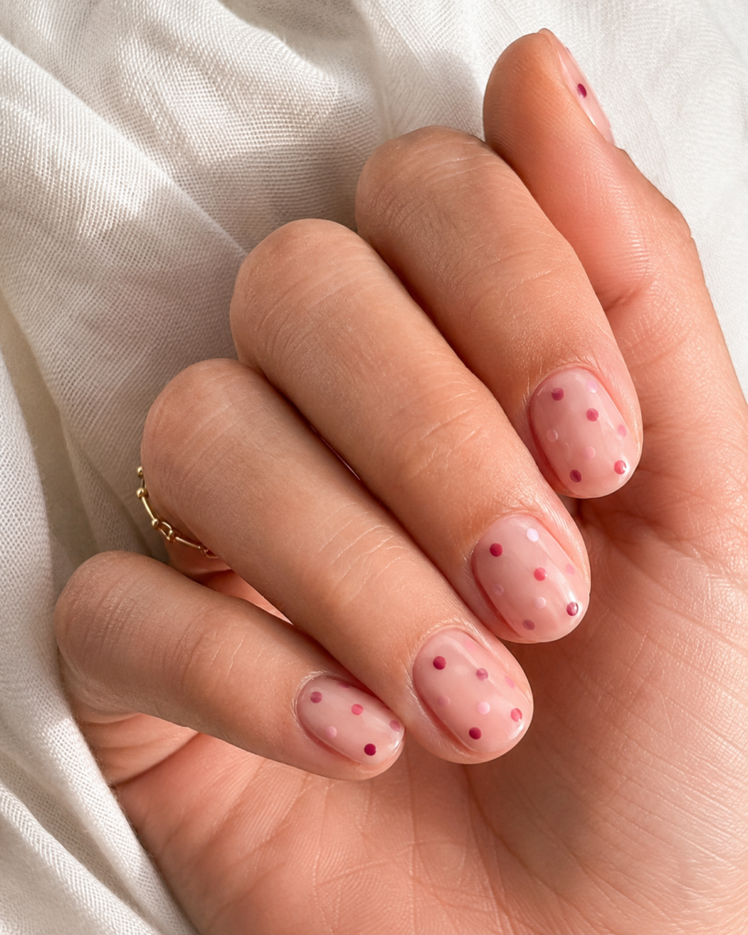 Pink Dot Scatter Festive Holiday Nails Pink Dot Scatter Festive Holiday Nails β Short Christmas Nails 2026