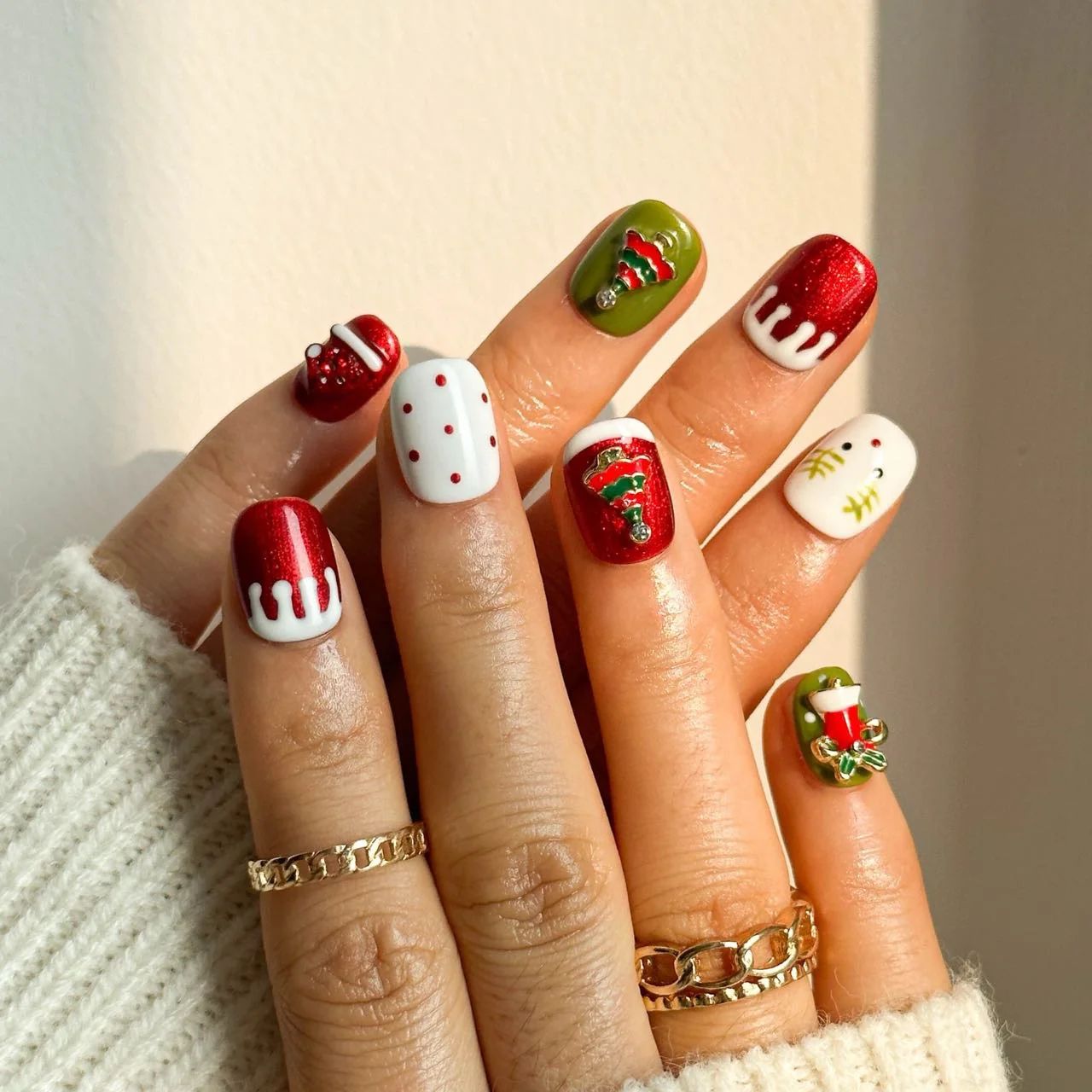 Hand-Painted Christmas Icon Variety Nails Hand-Painted Christmas Icon Variety Nails β Short Christmas Nails 2026