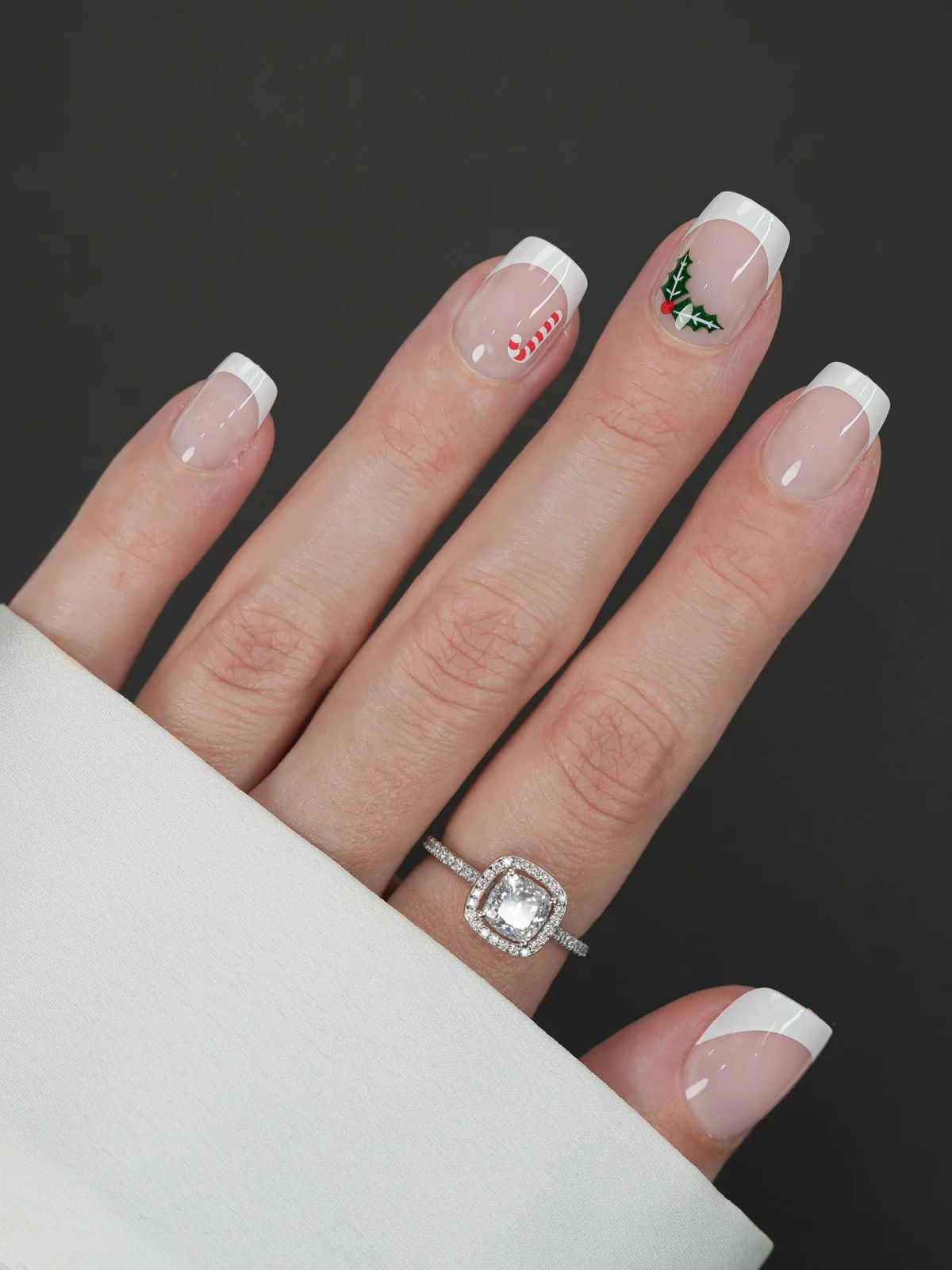 Christmas French Tip Holly Nails Christmas French Tip Holly Nails β Short Christmas Square Nails 2026