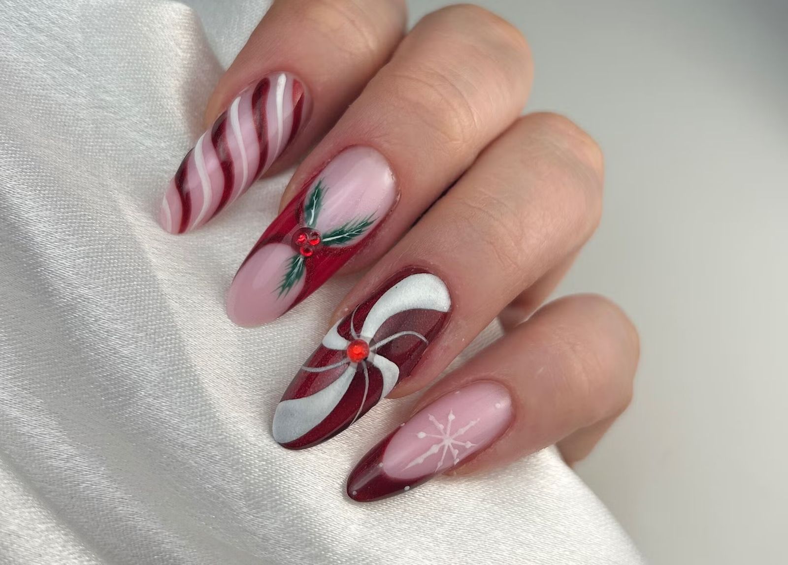 Dramatic Candy Cane Holly Stiletto Nails Dramatic Candy Cane Holly Stiletto Nails β Christmas Gel Nails 2026