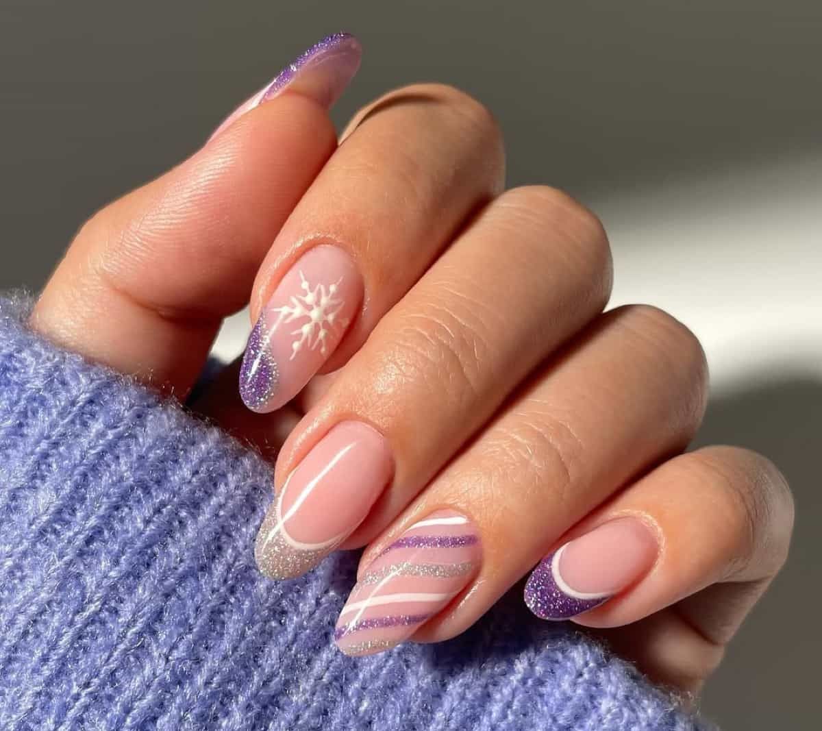 Glitter French Tip Almond Nails Glitter French Tip Almond Nails β Christmas Gel Nails 2026
