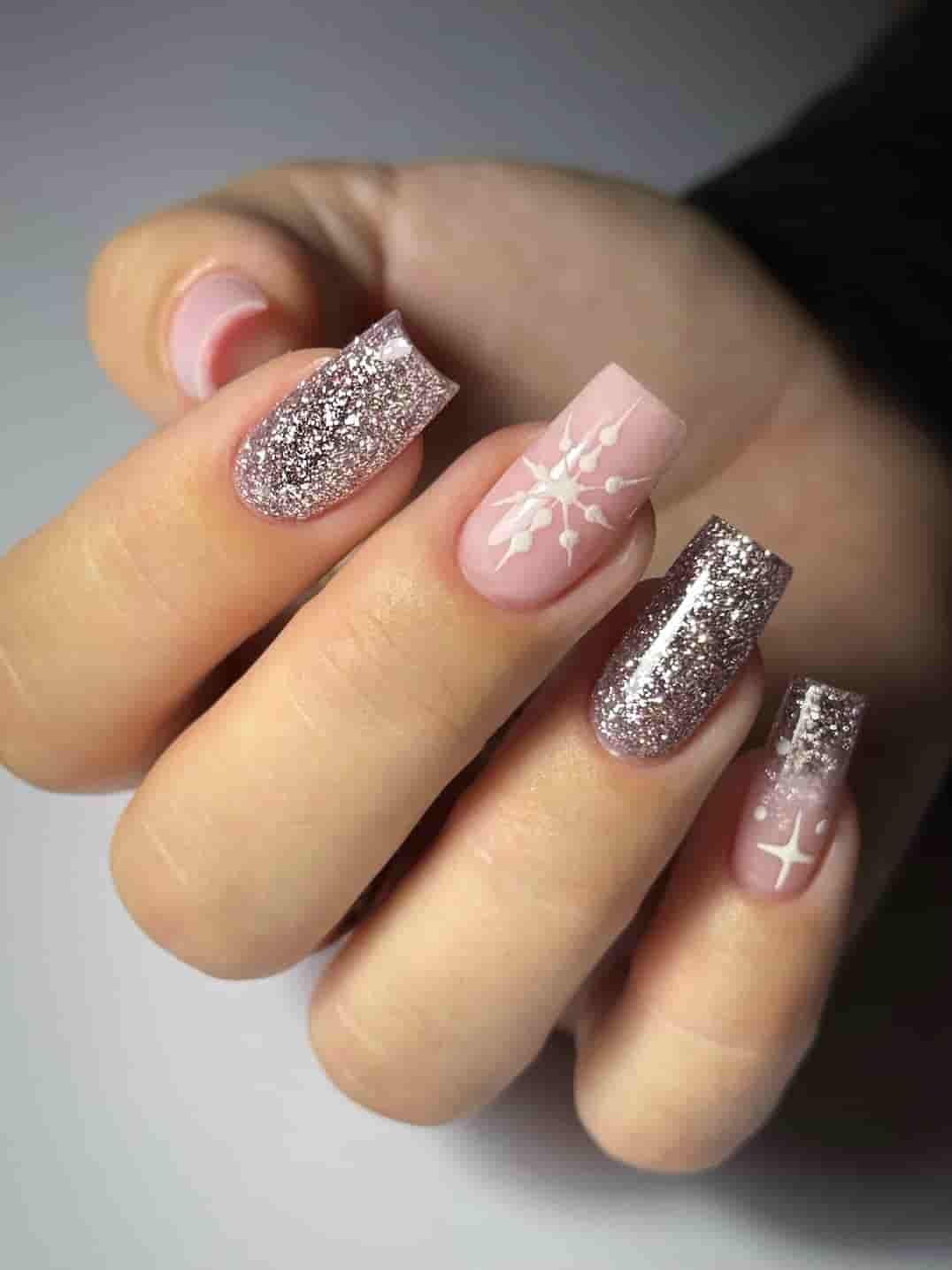 Matte Glitter Visual Idea Matte Glitter Visual Idea β Christmas Gel X Nails 2026