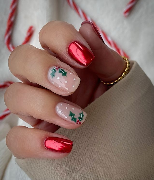 Sophisticated Metallic Red Holly Nails Sophisticated Metallic Red Holly Nails β Christmas Gel X Nails 2026