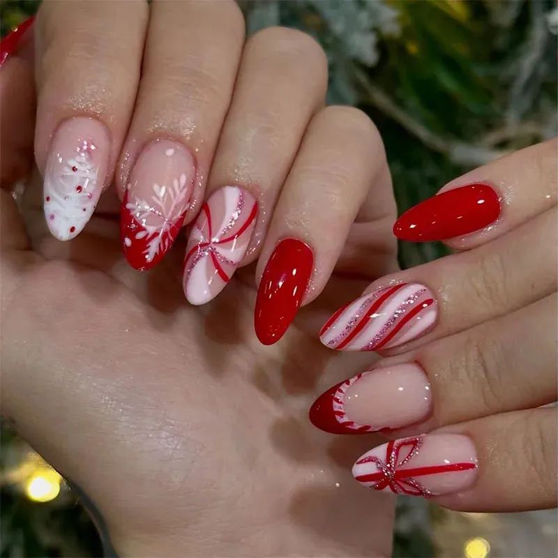 Red White Sheer Nude Visual Idea Red White Sheer Nude Visual Idea β Cherry Red Christmas Nails 2026