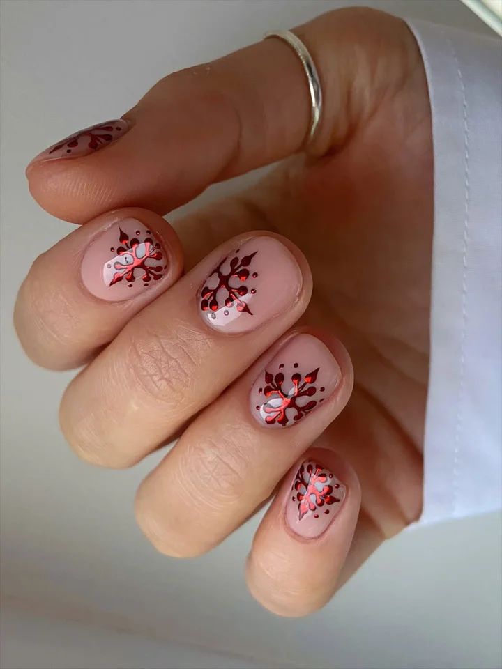 DIY Red Snowflake French Tips DIY Red Snowflake French Tips β Wine Christmas Nails 2026