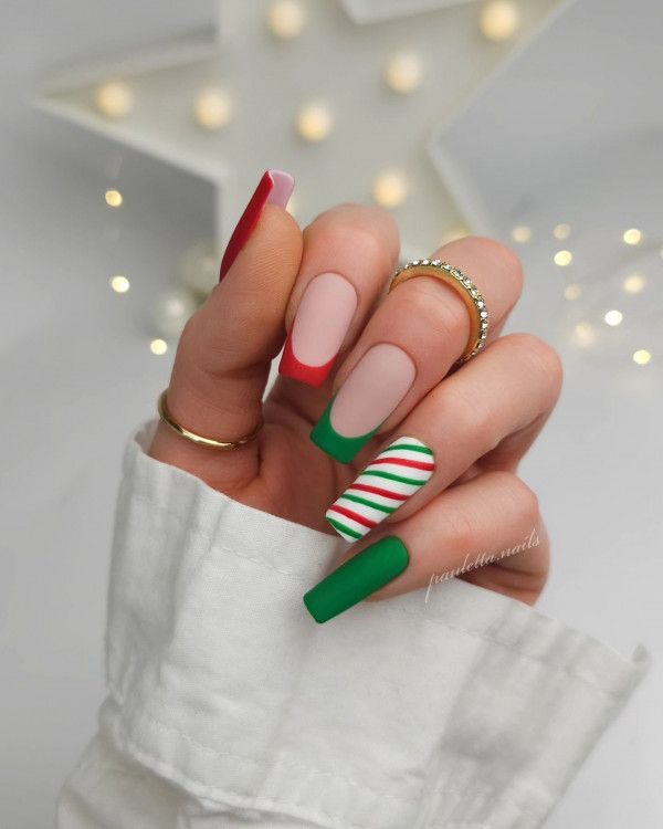 Matte Candy Cane Christmas Nails Matte Candy Cane Christmas Nails β Green Christmas Nails 2026