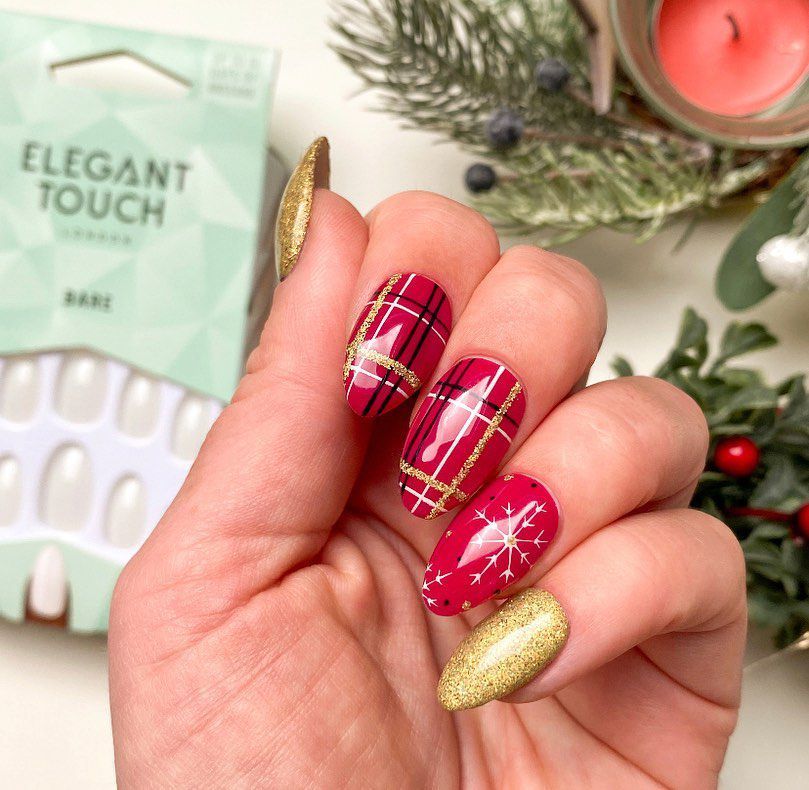Festive Plaid and Snowflake Christmas Nails Festive Plaid and Snowflake Christmas Nails β Red and Gold Christmas Nails 2026