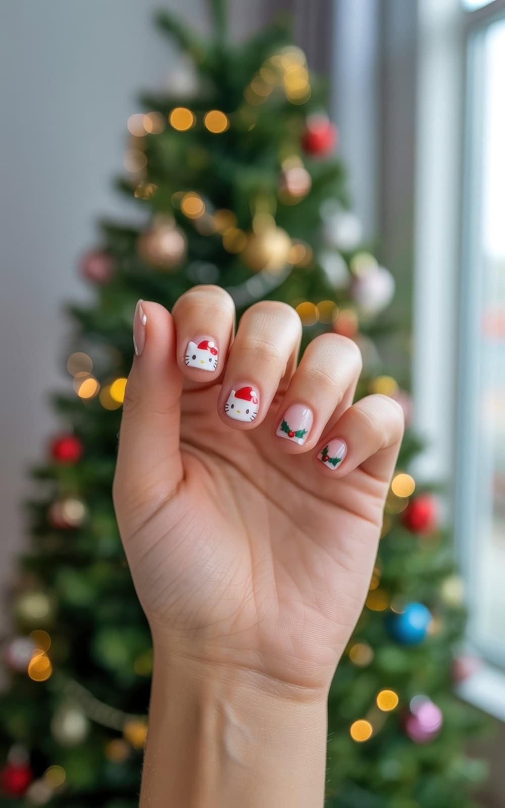 Short Square Hello Kitty Santa Hat Nails Short Square Hello Kitty Santa Hat Nails β Hello Kitty Christmas Nails 2026