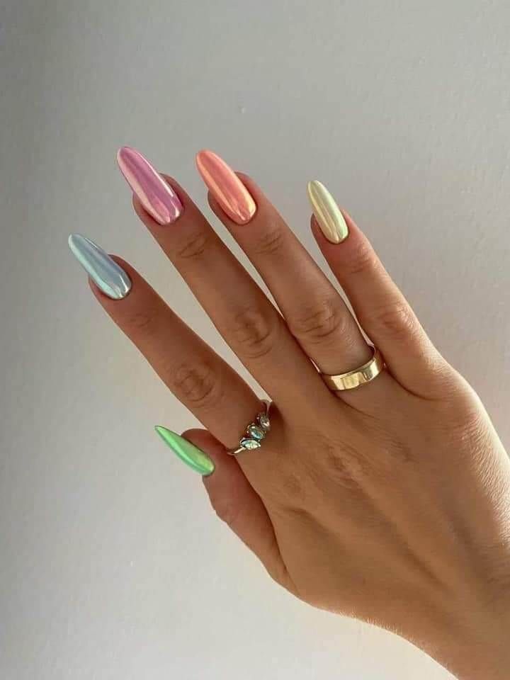 Pastel Chrome Stiletto Nails Pastel Chrome Stiletto Nails β Holiday Nails 2026