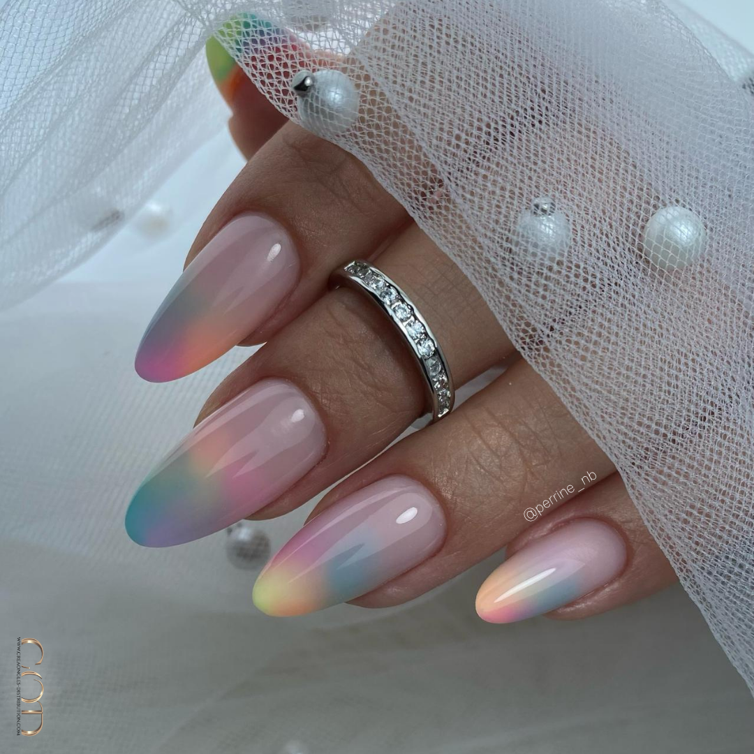 Pastel Gradient Medium Almond Nails — Holiday Nail Colors 2026