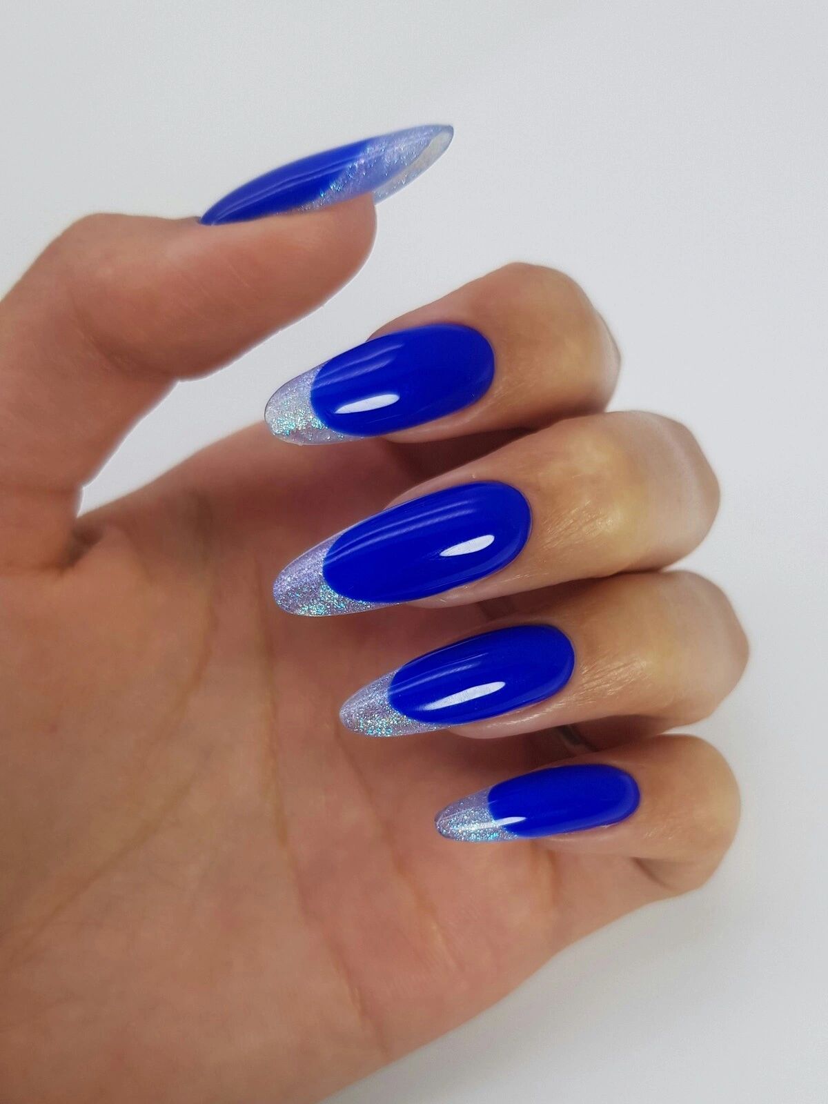 Vibrant Blue with Silver Glitter French Tips — Easy New Years Nails 2027