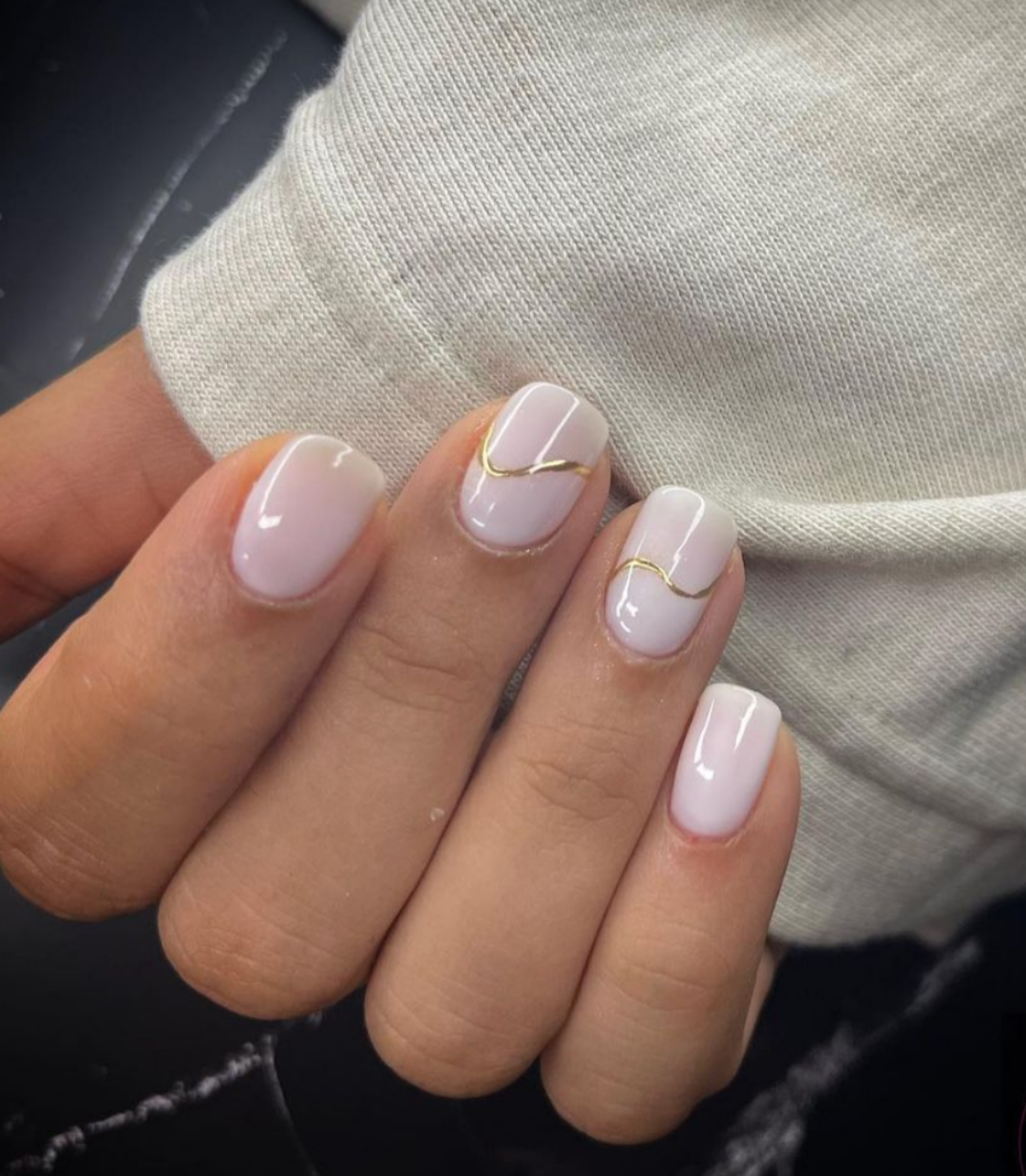 Sheer Nude Thin Gold French Almond — Cute New Years Nails 2027