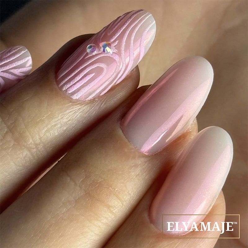Pale Pink with Textured Wavy Line Art Pale Pink with Textured Wavy Line Art β Classy New Years Nails 2027