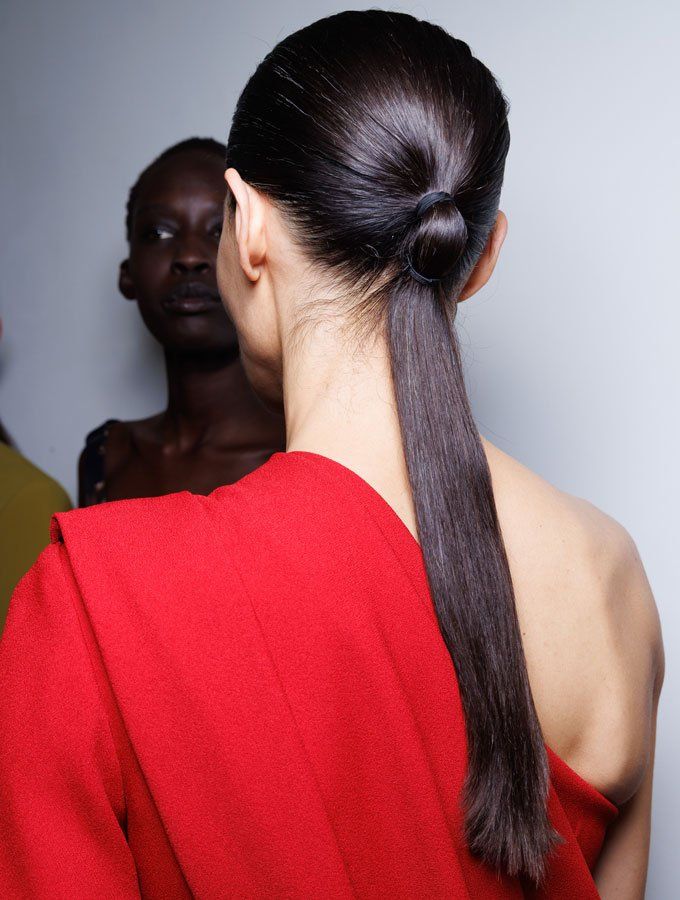 Sleek Dark Brown Ponytail — Winter Hairstyles for Long Hair