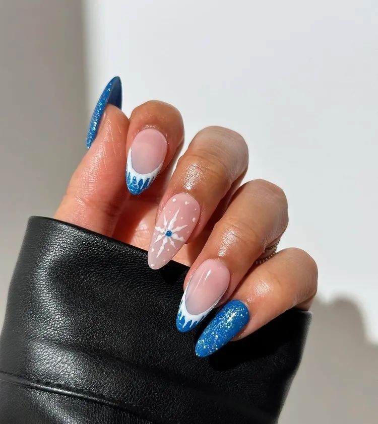 Glossy Glitter Visual Idea — Christmas Almond Nails 2026