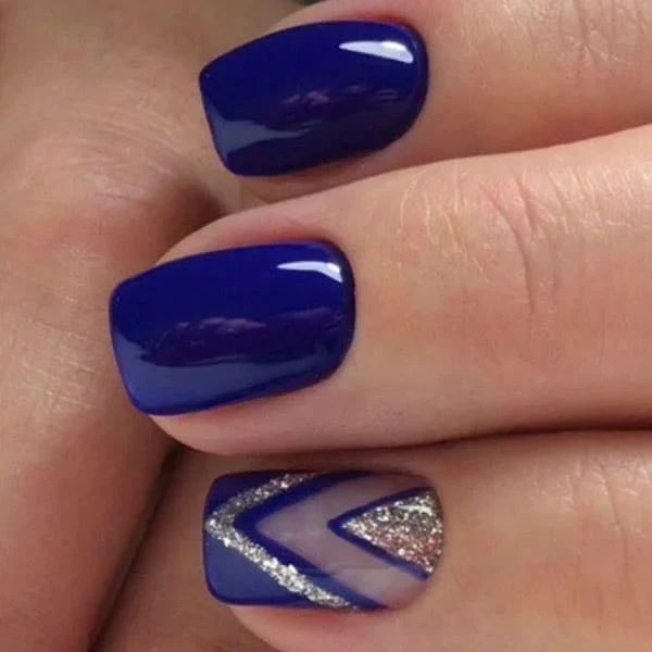 Royal Blue Glitter Chevron Accent Royal Blue Glitter Chevron Accent β Winter Nails for School