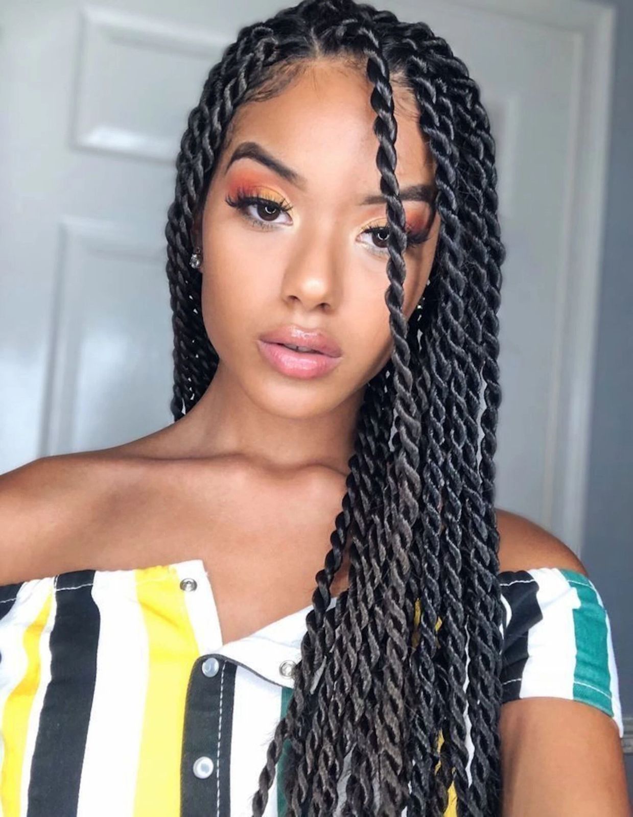 Twist Braids with Grey Highlights Twist Braids with Grey Highlights β Winter Braid Colors for Black Women