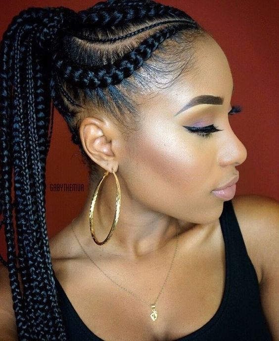 Cornrow Ponytail with Side Part Cornrow Ponytail with Side Part β Winter Braid Colors for Black Women