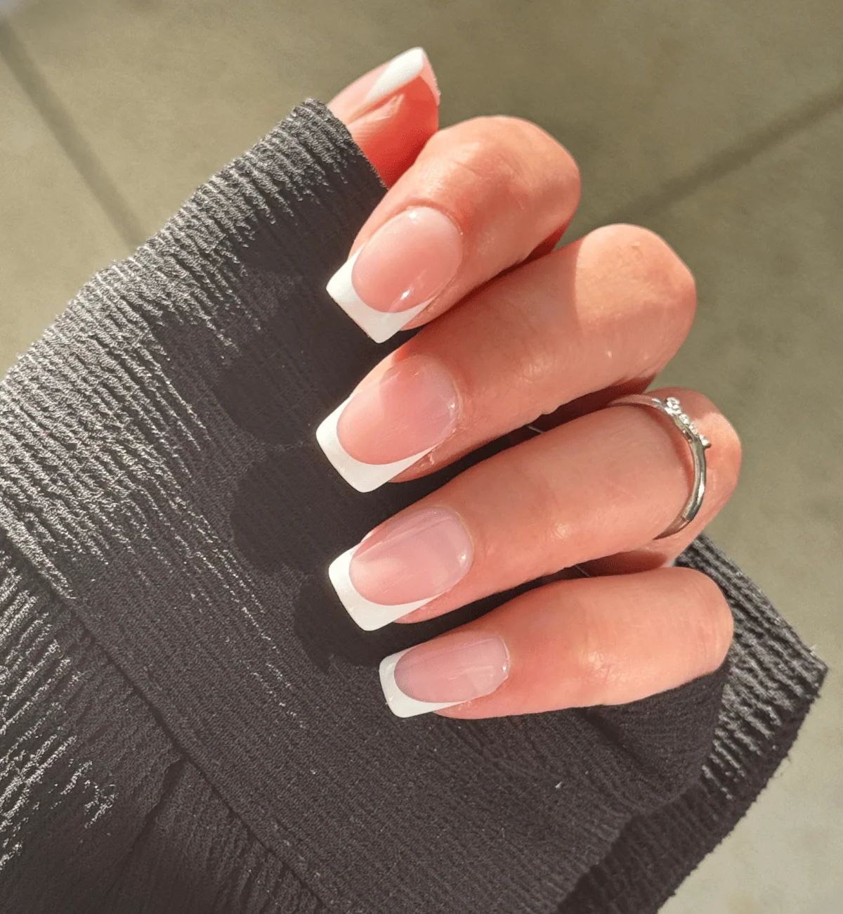 Classic French Tips on Medium Square Nails Classic French Tips on Medium Square Nails β New Years Square Nails 2027