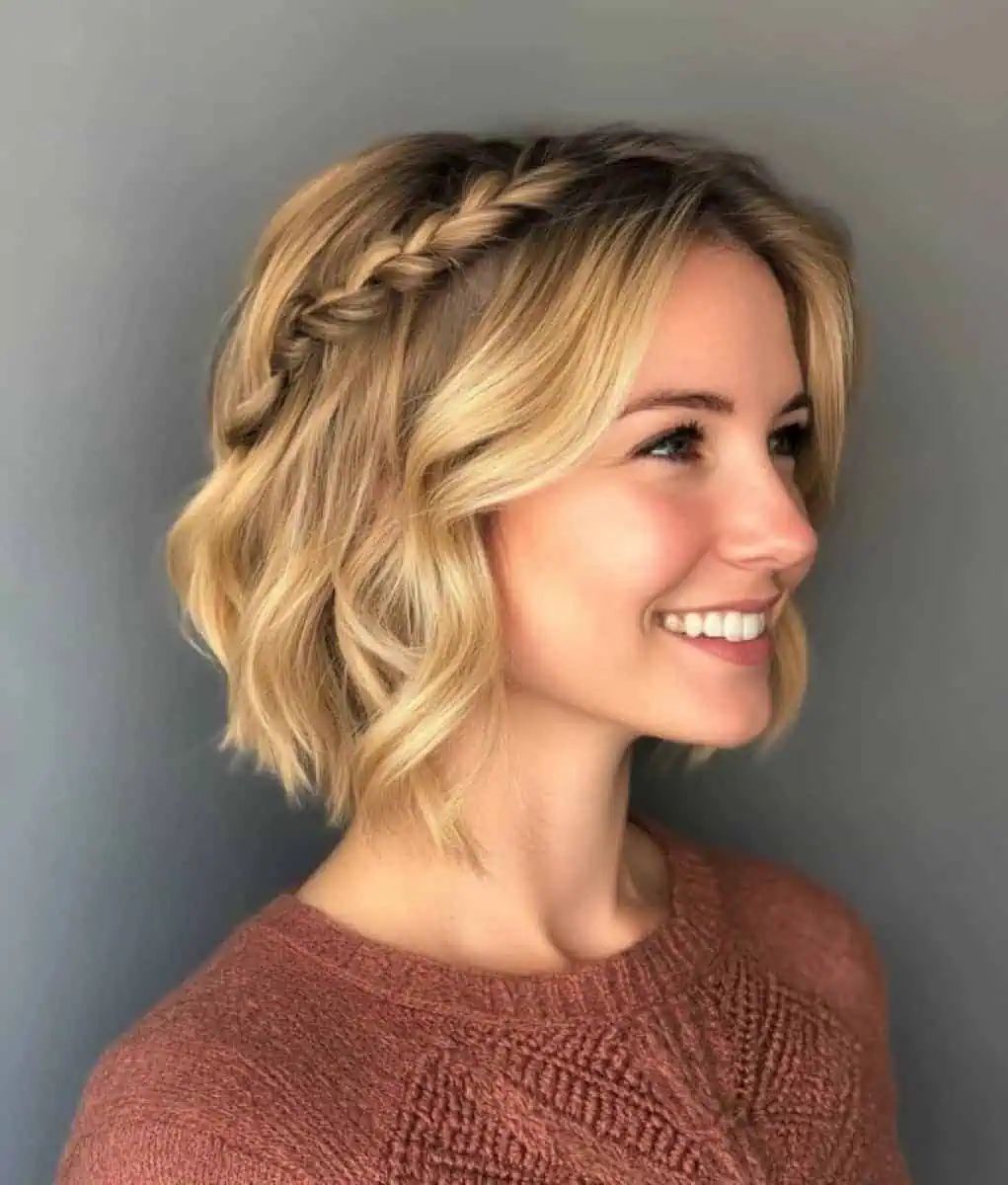 Wavy Bob With Braided Headband — Winter Date Night Hairstyles