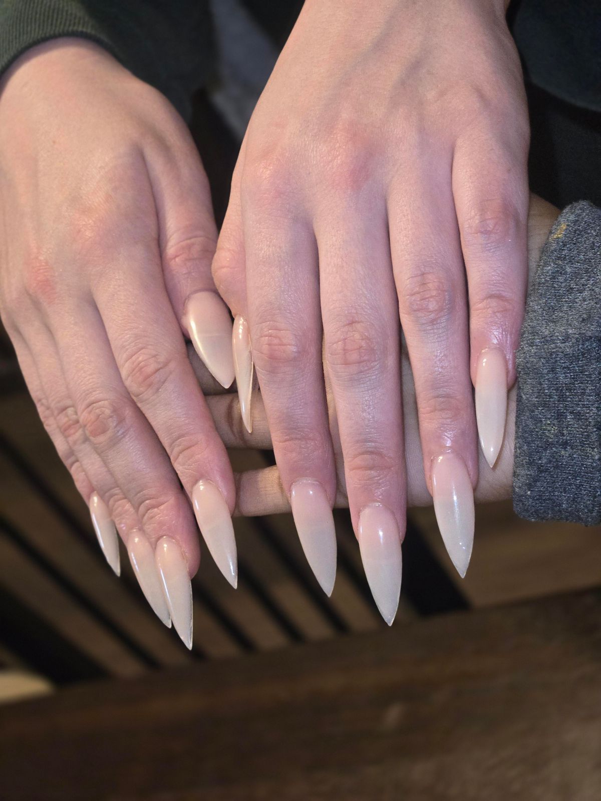 Sheer Nude Glossy Stilettos Sheer Nude Glossy Stilettos β New Years Stiletto Nails 2027
