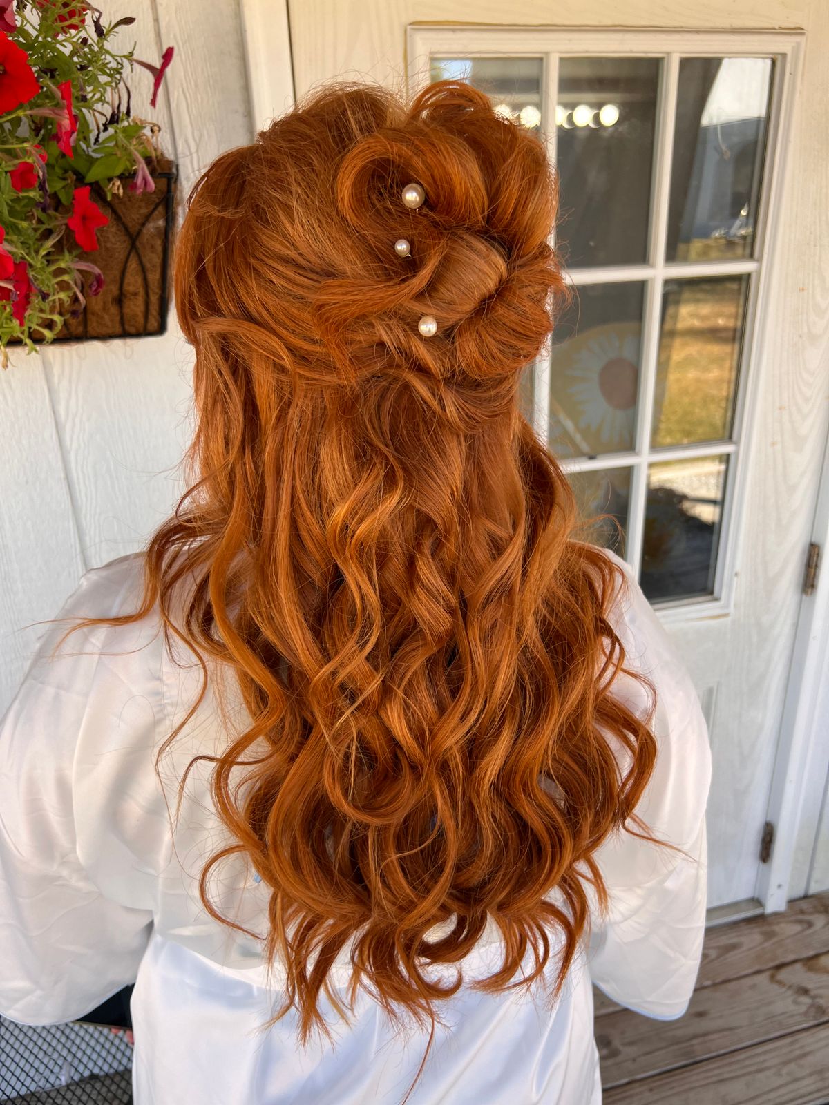 Red Visual Idea — Winter Half Up Half Down Hairstyles