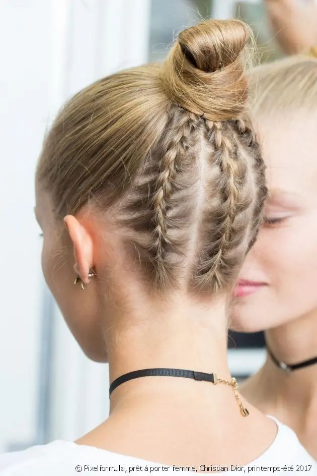 Ash Blonde Top Knot With Small Braids Ash Blonde Top Knot With Small Braids β Winter Bun Hairstyles