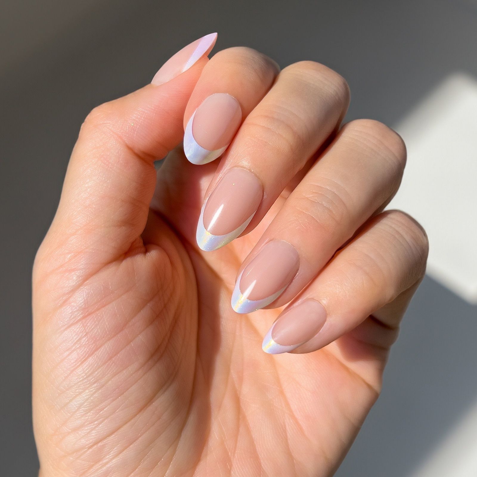 Iridescent French Tip Almond Nails — New Years Almond Nails 2027