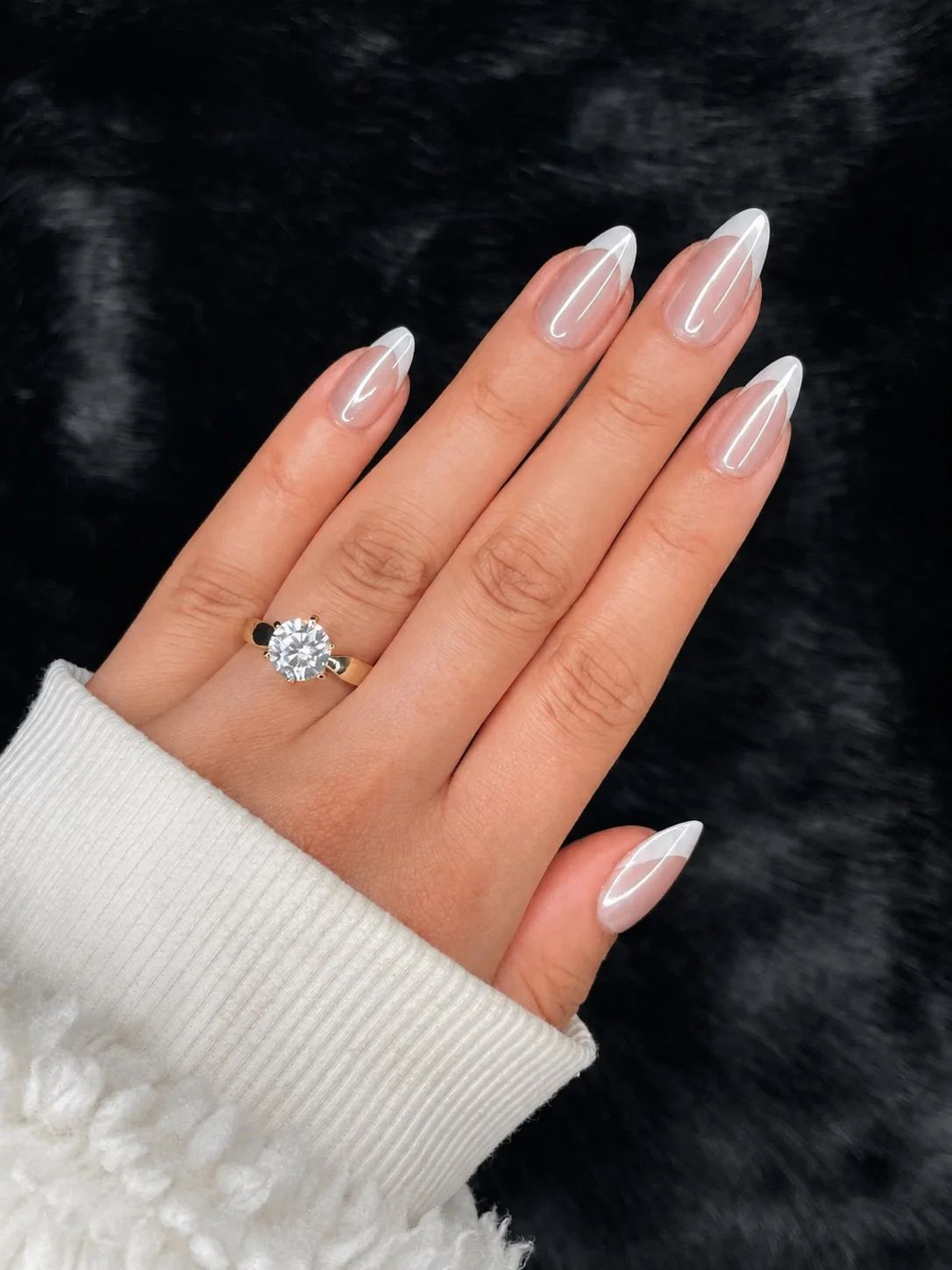 Silver Lined French Tip Almond Nails — New Years Almond Nails 2027