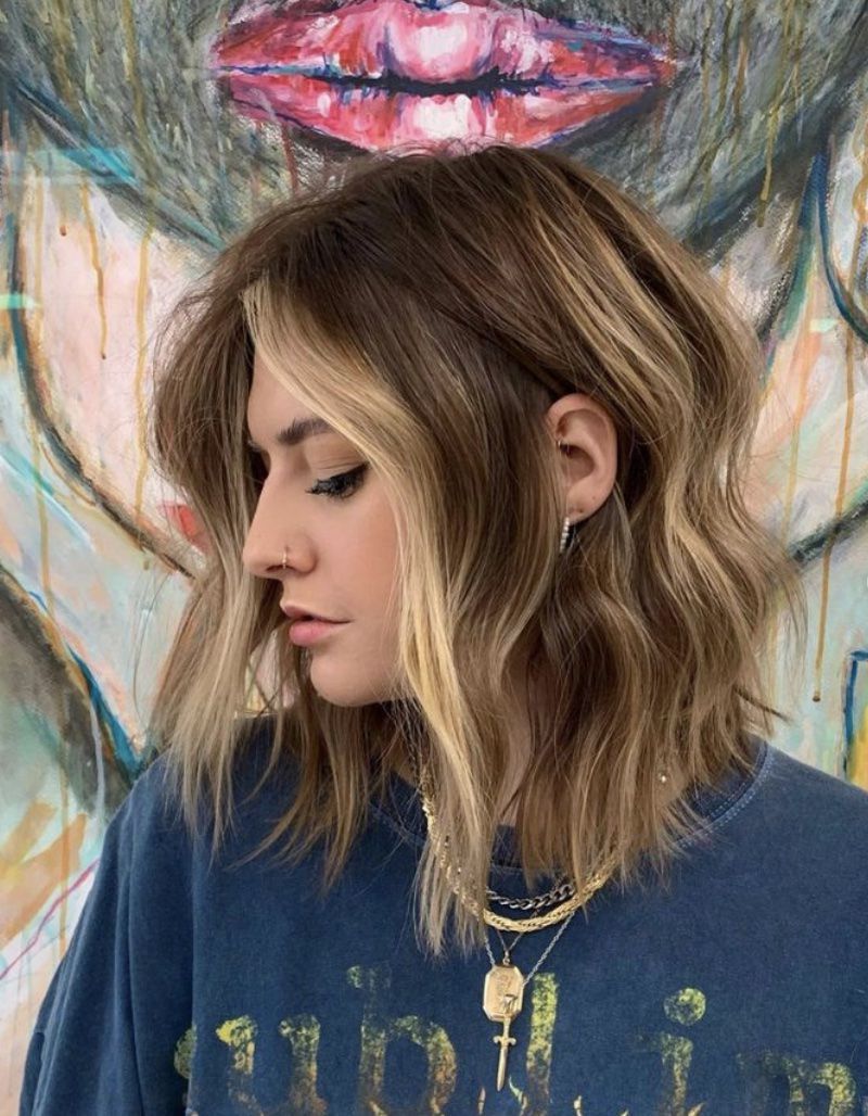 Wavy Medium Brown Lob With Side Part — Winter Hairstyles for Thin Hair