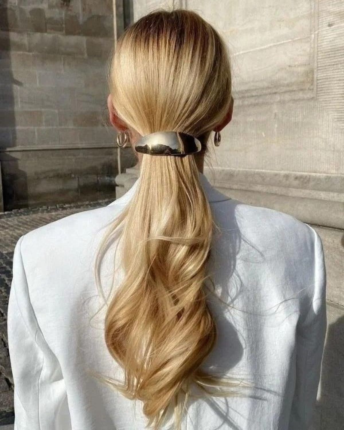 Elegant Low Ponytail With Barrette — Winter Ponytail Hairstyles